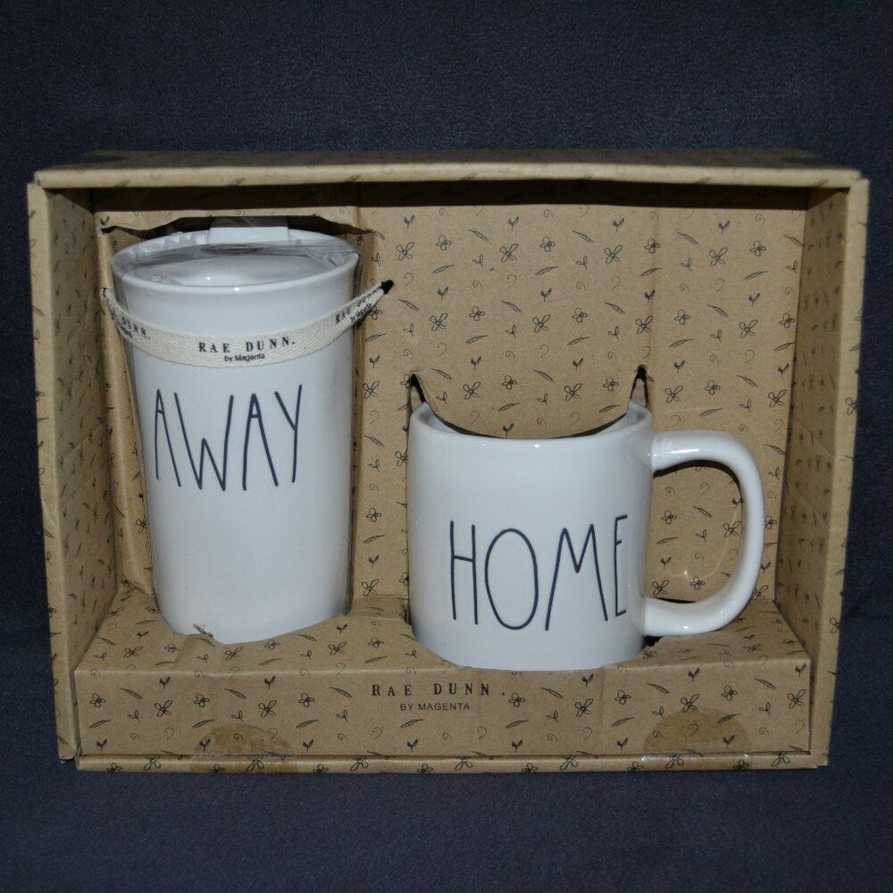 New! Rae Dunn HOME / AWAY Travel Mug Gift Set